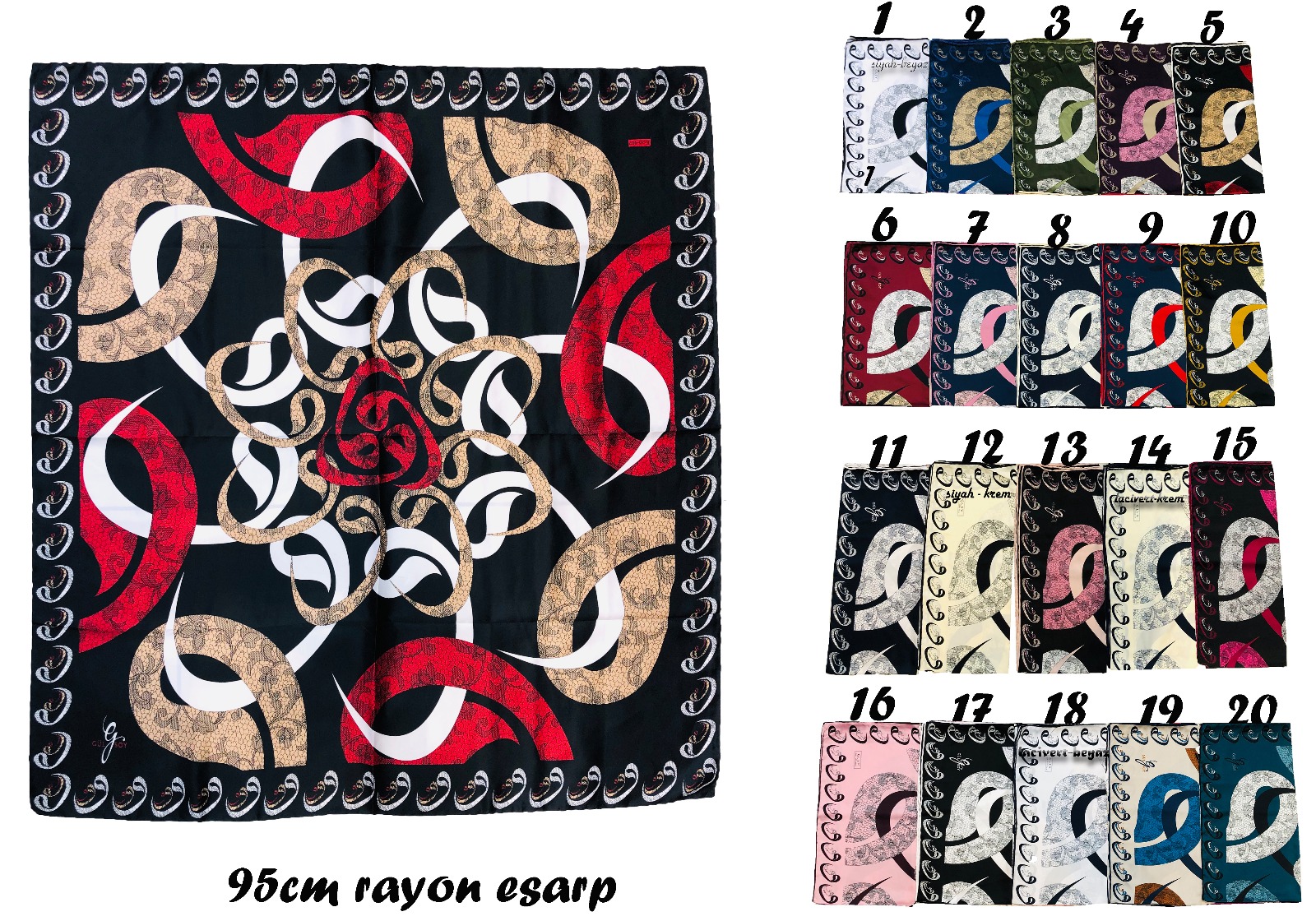Rayon Eşarp E-20-907 90 x 90 cm Polyester Rayon Kumaş Türkiye'de Üretilmiştir.